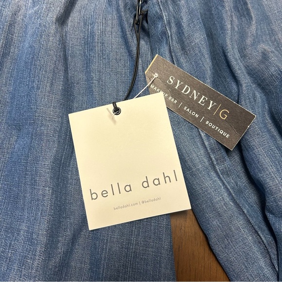 NWT Bella Dahl Smocked Ruffle Pullover Dark Ombré Wash Denim Chambray Top Size S - Picture 5 of 15